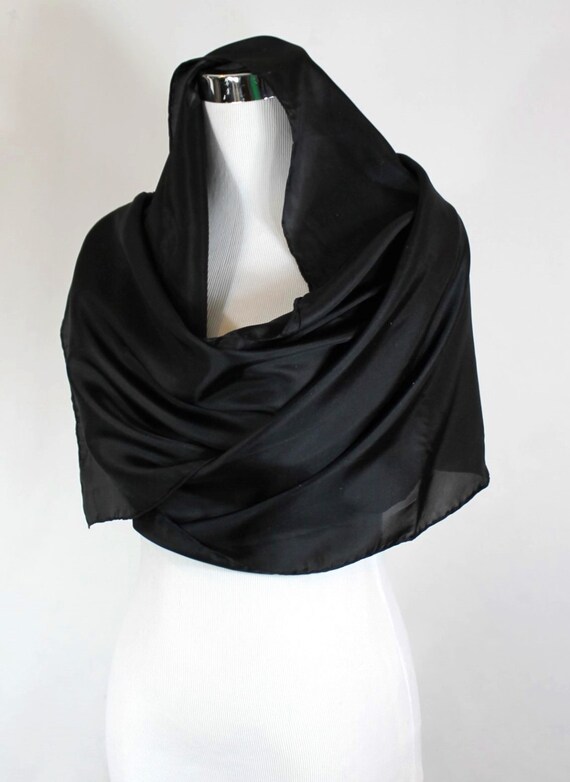 Solid black silk scarf sale