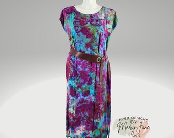 Boho summer dress, Tie dye summer dress, cap sleeve beach cover up, Beach dress, Multi colored dress,