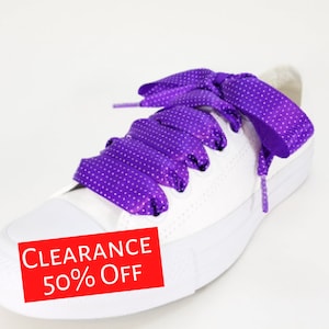 Clearance Sale on Satin laces, Wedding shoelaces, 7/8 inch satin laces, tennis shoelaces, Satin ribbon shoelaces, Polka dot laces