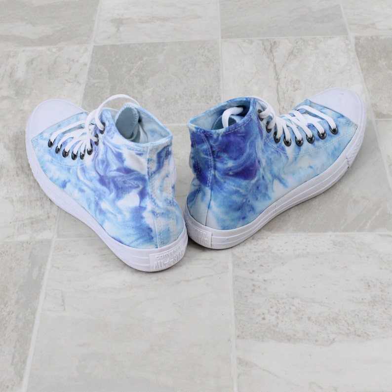 Chuck Taylor All Stars, Dyed Converse shoes, blue marble converse, hand dyed marbled converse, converse all star image 3