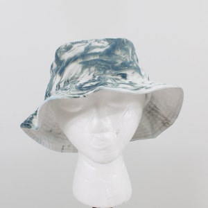 Cravatta tinti secchio cappello, cappello della benna in marmo grigio scuro, cappello unisex, cap benna frantoio, adulto dimensioni cappello, cappello tinti a mano