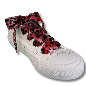 Par de cadarços camuflados, vermelho e rosa com cadarços pretos, cadarços camuflados vermelhos, cadarços de cetim de 7/8&quot;, fita de cetim dupla face