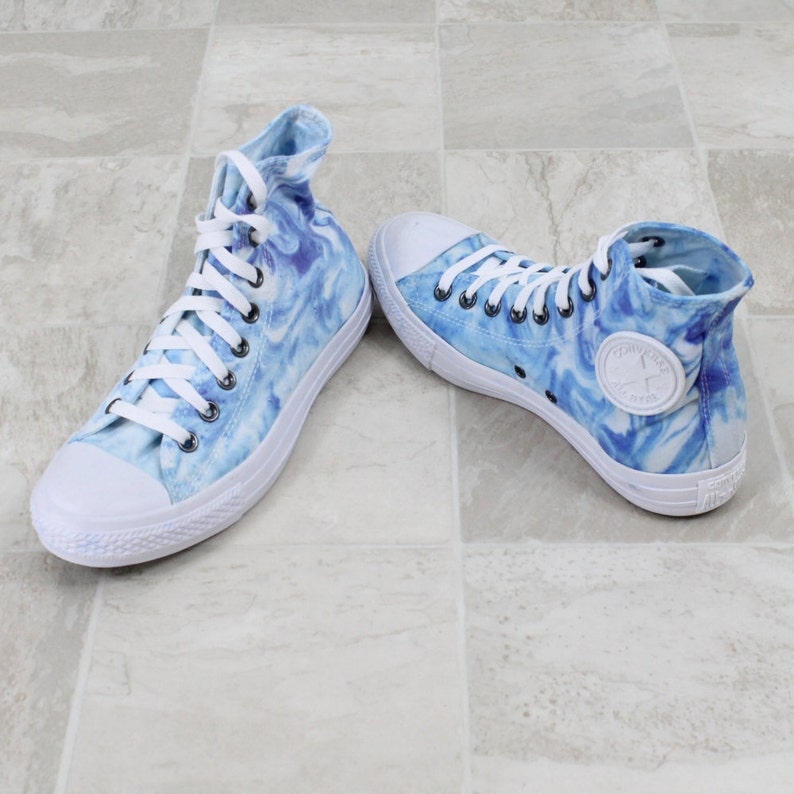 Chuck Taylor All Stars, Dyed Converse shoes, blue marble converse, hand dyed marbled converse, converse all star image 4