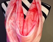 Hand dyed habotai silk scarf in shades of pink abstract 30" square. chemotherapy scarf, cancer scarf, banada, silk do rag. made to order