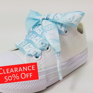 Clearance Satin laces, Baby shoelaces, 5/8 inch satin laces, tennis shoelaces, Satin ribbon shoelaces,  Baby block print laces