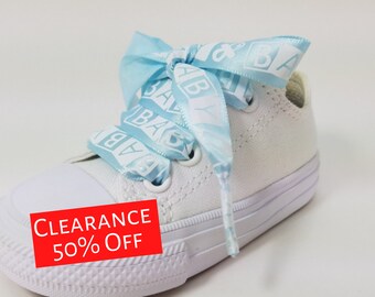 Clearance Satin laces, Baby shoelaces, 5/8 inch satin laces, tennis shoelaces, Satin ribbon shoelaces,  Baby block print laces