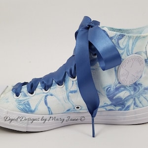 Chuck Taylor All Stars, Dyed Converse shoes, blue marble converse, hand dyed marbled converse, converse all star image 1