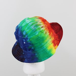 Ate el sombrero del cubo tenado, sombrero del cubo del arco iris, sombrero del cubo unisex, tapa del cubo de la trituradora, sombrero del tamaño adulto, sombrero tenado a mano, hecho a pedido