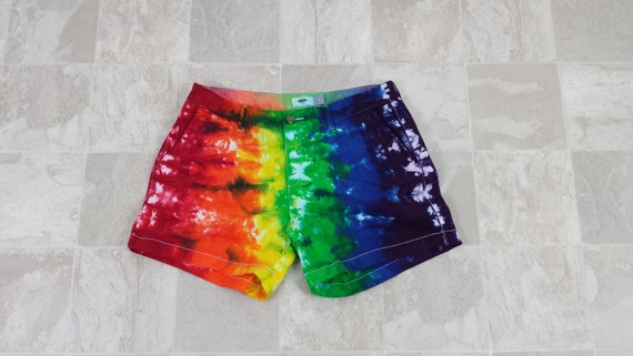 Tie dyed cotton shorts 5 hem rainbow shorts hand dyed | Etsy