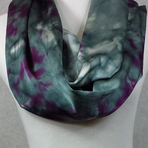Hand painted Charmeuse silk scarf 14x72. Dark Gray and Digital Red abstract Charmeuse. Made to order image 1