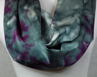 Hand painted Charmeuse silk scarf 14"x72". Dark Gray and Digital Red abstract  Charmeuse. Made to order