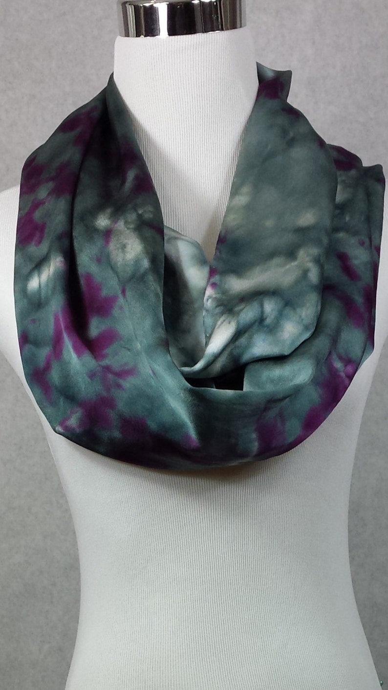 Hand painted Charmeuse silk scarf 14x72. Dark Gray and Digital Red abstract Charmeuse. Made to order image 1