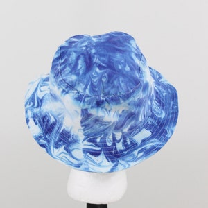 Tie dyed bucket hat, blue marble bucket hat, unisex bucket hat, crusher bucket cap, cotton cheesecake hat, hand dyed hat