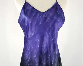 Silk Charmeuse Camisole, silk Top with spaghetti straps, Hand dyed silk lingerie, purple ombre top,  elegant sleepwear, wedding clothes