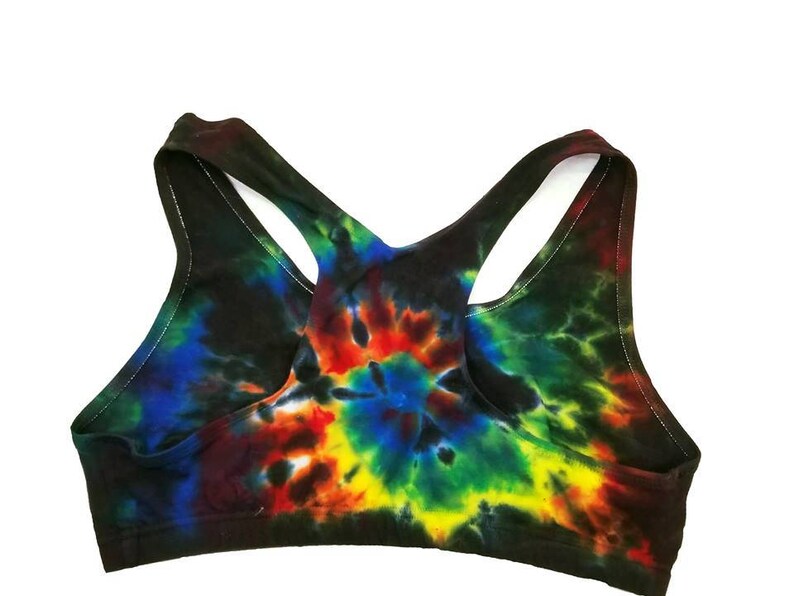 Sports Bra Tie Dye Sports Bra Black Rainbow Bra Hand Dyed Etsy