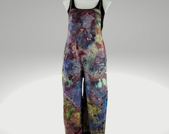 Tie dye cotton jumpsuit, tie dye romper, women's plus jumpsuit, wide leg ankle romper, plus size romper