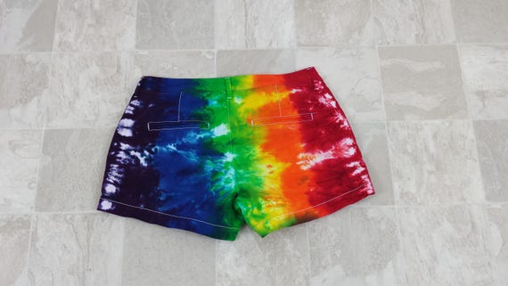 Tie Dyed Cotton Shorts Rainbow Shorts Hand Dyed Rainbow Shorts