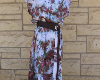 Boho summer dress, Tie dye summer dress, cap sleeve beach cover up, Beach dress, Multi colored dress,