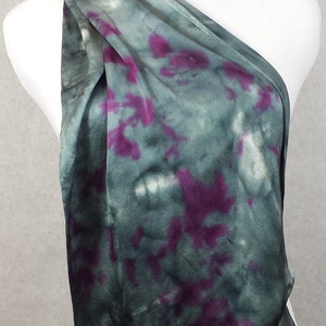 Hand painted Charmeuse silk scarf 14x72. Dark Gray and Digital Red abstract Charmeuse. Made to order image 4