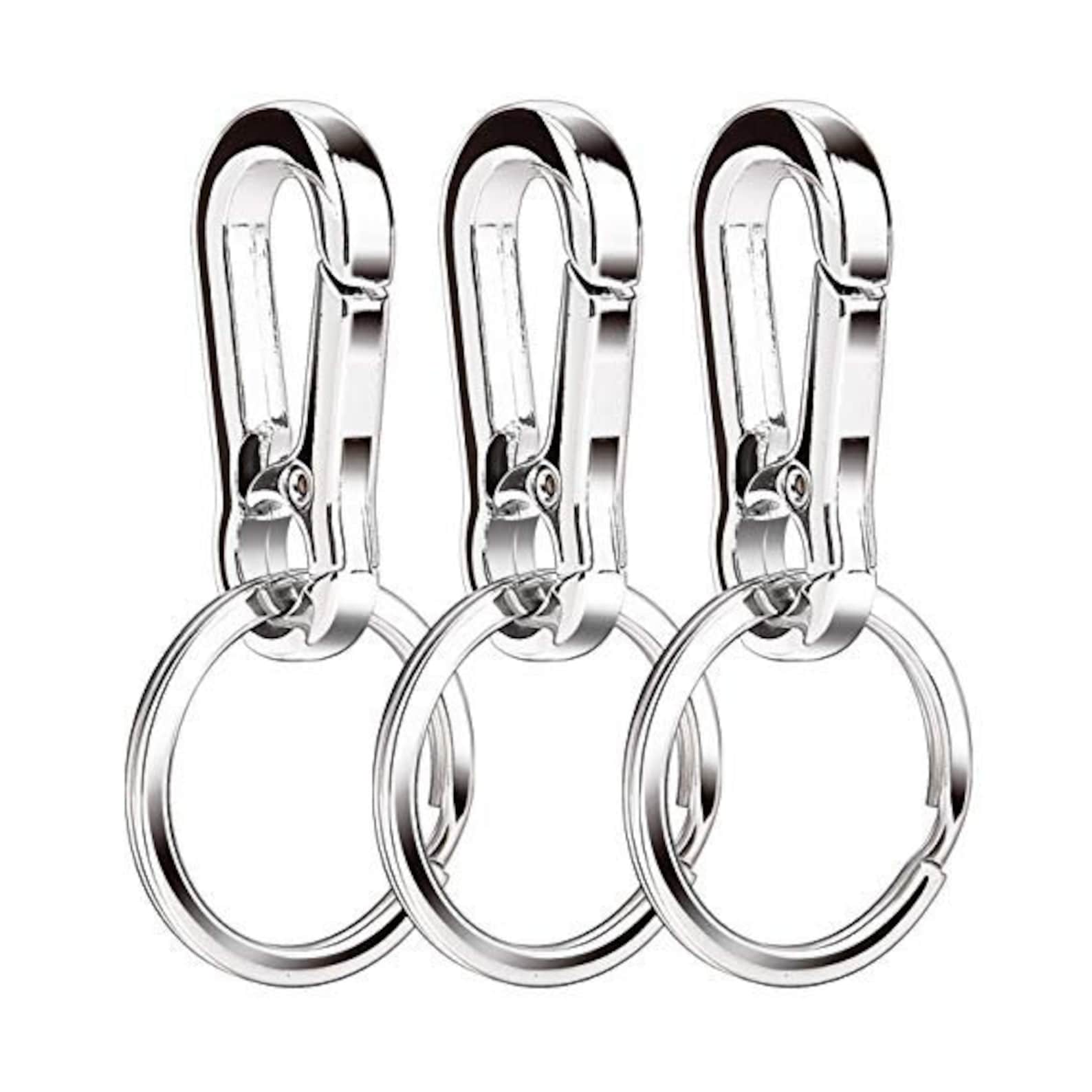 Silver Toned Metal Carabiner Clip Key Ring Key Chain Key Etsy