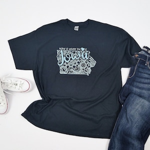I love Iowa shirt, I heart Iowa graphic t, States graphic t, 50 state t shirt, Home is where the Heart is