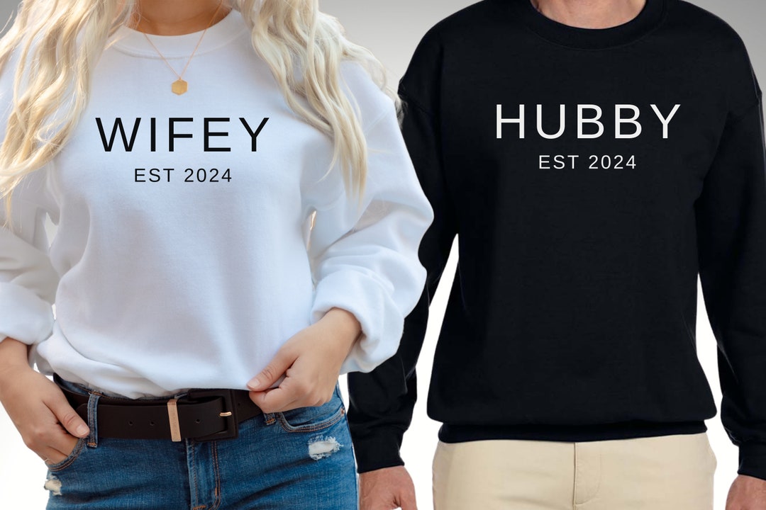 Wifey Sweater Hubby Crewneck Sweater Bride and Groom Etsy