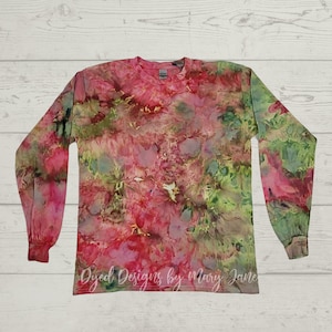Unisex Tie-Dyed shirt, red and green long t, Long Sleeved Shirt, Hippie Tie Dye, Fall clothes, ice dyed long t