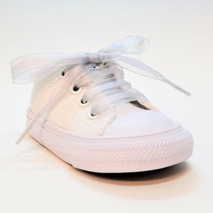 Pair of Organza shoelaces, Wedding shoelaces, 1/2 inch Satin center laces, tennis shoelaces,  ribbon shoelaces, Satin organza laces