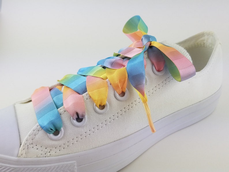 Pastel Rainbow Satin Laces Wedding Shoelaces 5/8 Inch Satin Etsy