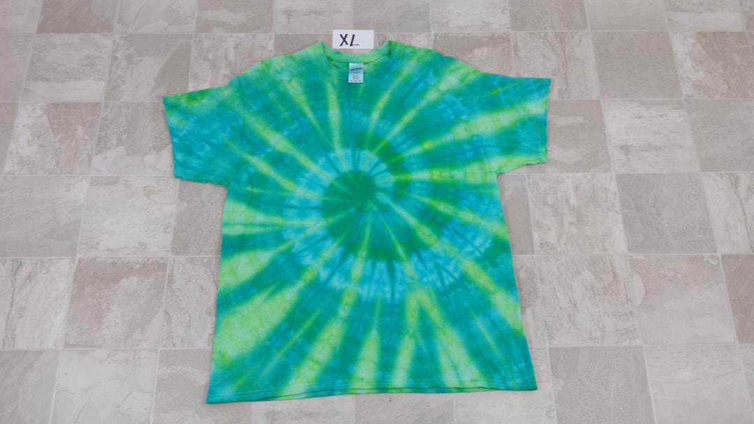 Tie Dye Tshirt, Green and Turquoise Swirl Tie Dye, Men's Tie Dye T