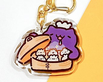 Xiao Long Bao Dumplings Cat Keychain | Cute Foodie Charm