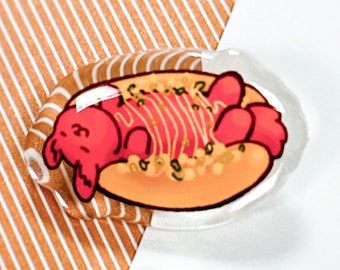 Asian Bread Hot Dog Bun Pin: Unique Acrylic Food Art