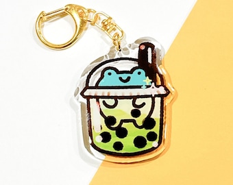Frog Boba Tea Acrylic Keychain | Cute Drink Charm
