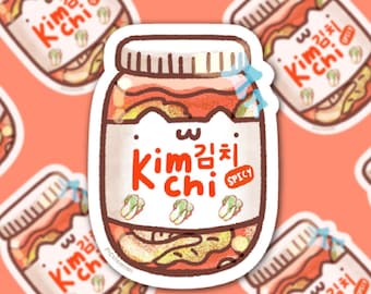 Kawaii Kimchi Jar Sticker, Holographic Korean Food, Waterproof Laptop Decor