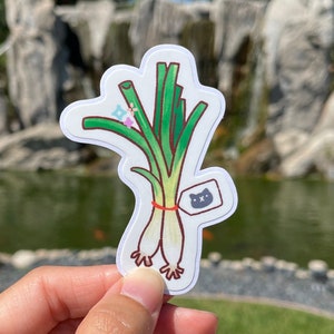 Asian Green Onion Vinyl Sticker / Cute Asian Grocery Sticker / Kawaii Spring Onion Waterproof Sticker for Laptop Waterbottle/ Negi