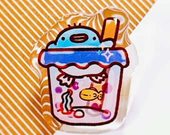 Kawaii Penguin Boba Tea Pin | Asian Food Art Gift