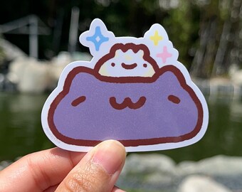 Cute Cat Steam Dumpling Waterproof Sticker | Laptop, Waterbottle