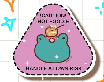 Frog Takoyaki Warning Sign Sticker | Holographic Asian Food Vinyl