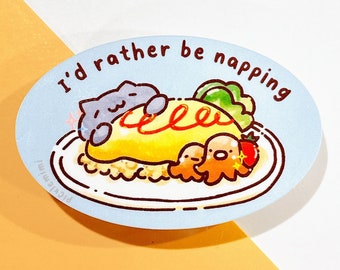 Cat Omurice Waterproof Sticker | Japanese Food Laptop Sticker
