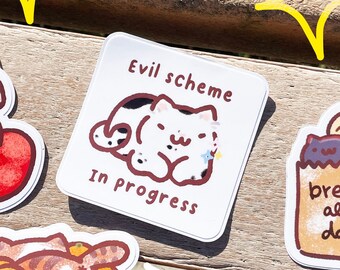 Evil Cat Waterproof Vinyl Sticker: Funny Laptop Decal