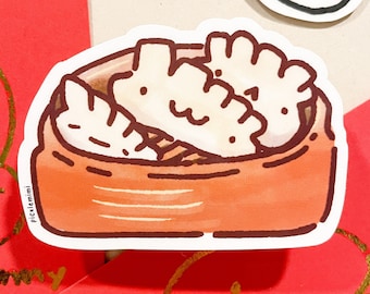 Dumpling Vinyl Sticker, Cute Asian Food, Waterproof Laptop Decal
