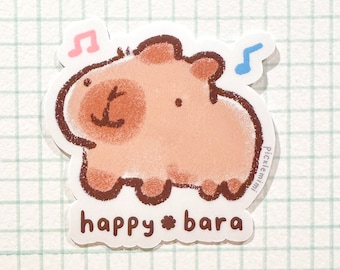 Happy Capybara Vinyl Sticker Matte Finish | Cute Animal Stickers