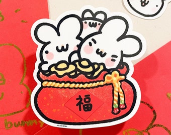 Cute Rabbit Vinyl Sticker: Lunar New Year, Laptop Decor