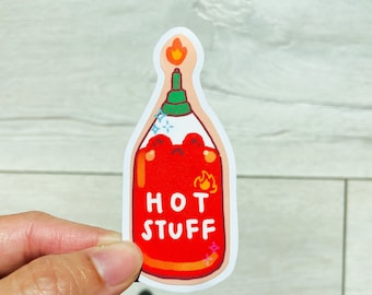 Siracha Hot Sauce Vinyl Sticker - Cute Kawaii Food, Waterproof