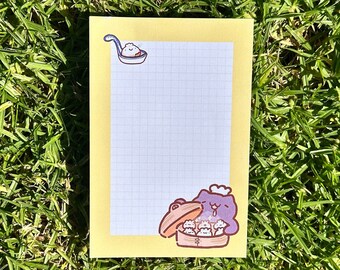 Cute Bao Cat Memo Pad - Kawaii Food Art Sticky Notes