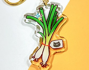 Cute Green Onion Keychain | Asian Food Art Charm