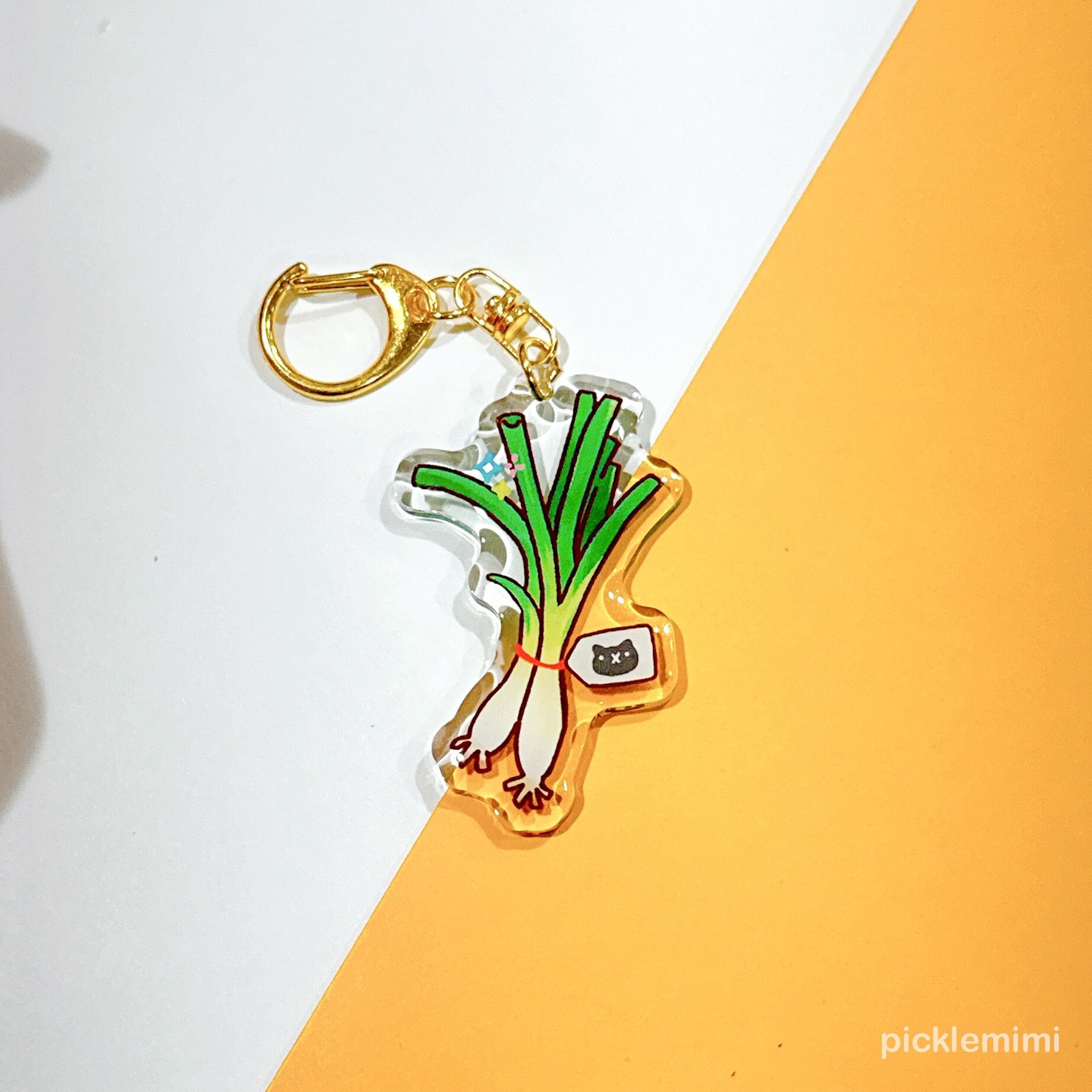 Cute Green Onion Keychain | Asian Food Art Charm - Etsy