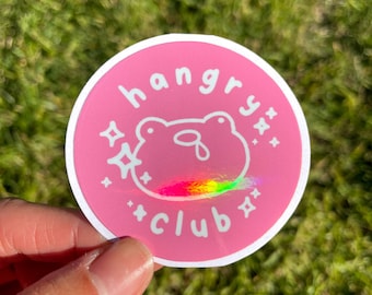 Hangry Club Holographic Sticker: Funny Foodie Gift, Waterproof Vinyl
