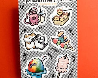 Taiwanese Food Vinyl Sticker Sheet | Cute Food Art | Kawaii Gift for Friend