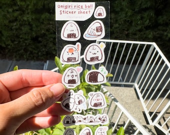 Cute Onigiri Riceball Texture paper Sticker Sheet for Hobonichi Bullet Journal | mini stickers art